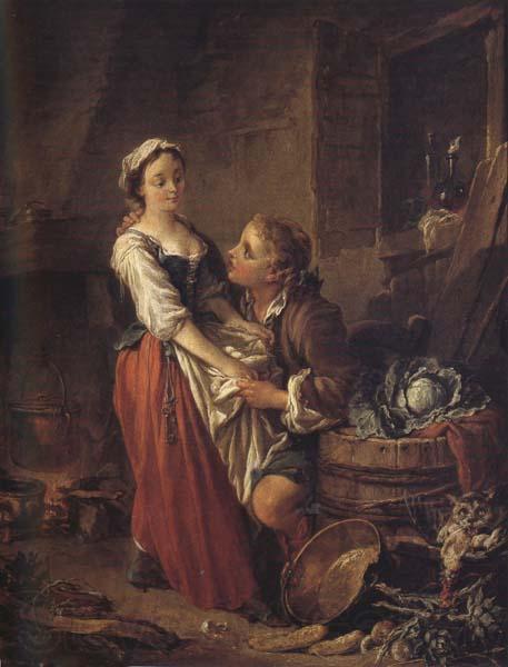 Francois Boucher The Beautiful Kitchen-Maid Norge oil painting art